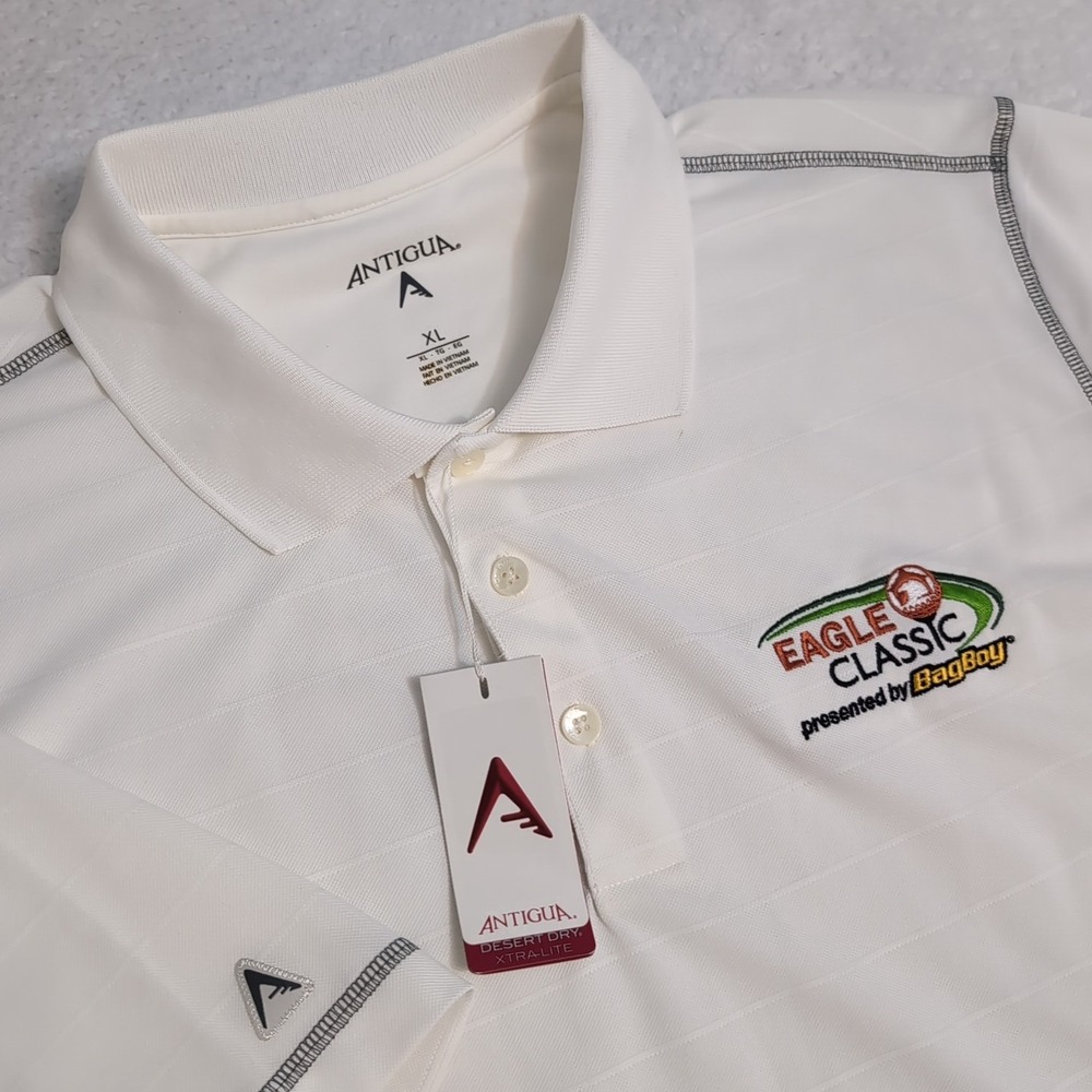 NEW Antigua Golf Men's XL Perform Solid Pale Yellow Polo Eagle Classic Xtralite